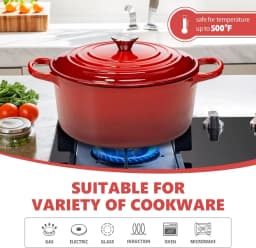 7QT Cast Iron Dutch Oven With Lid, Enameled Cast Iron Dutch Oven With Lid And Dual Handles, Heat Resistant To 500°F (Approx.