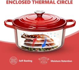 7QT Cast Iron Dutch Oven With Lid, Enameled Cast Iron Dutch Oven With Lid And Dual Handles, Heat Resistant To 500°F (Approx.