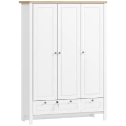 Homcom 3-Door Wardrobe with 2 Drawers, 69inch Clothing Storage Cabinets with Lockable Large Drawers, Hanging Rod and Storage Shelves, Suitable for Bedroom, Wardrobe Cabinet, White