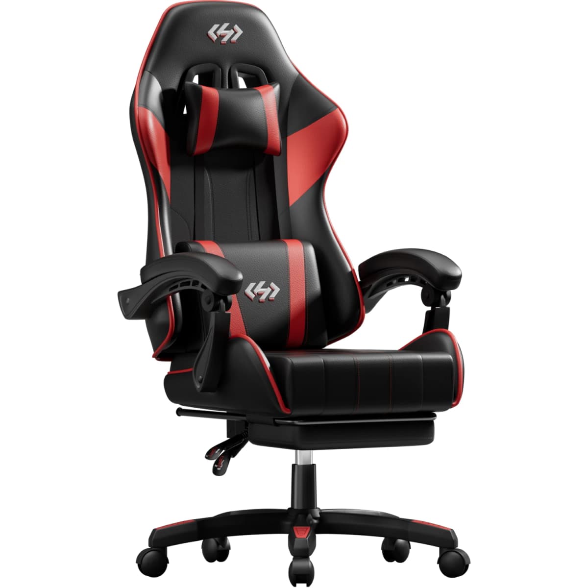 FRODROVIA Ergonomic Gaming Chair, PU Leather Computer Office Chair for Adults, Adjustable Height & Reclining Backrest Angle, 360° Swivel Gaming Desk Chair with Lumbar Support, Headrest and Retractable Footrest