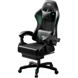 FRODROVIA Ergonomic Gaming Chair, PU Leather Computer Office Chair for Adults, Adjustable Height & Reclining Backrest Angle, 360° Swivel Gaming Desk Chair with Lumbar Support, Headrest and Retractable Footrest