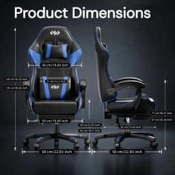 FRODROVIA Ergonomic Gaming Chair, PU Leather Computer Office Chair for Adults, Adjustable Height & Reclining Backrest Angle, 360° Swivel Gaming Desk Chair with Lumbar Support, Headrest and Retractable Footrest