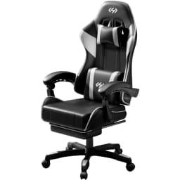 FRODROVIA Ergonomic Gaming Chair, PU Leather Computer Office Chair for Adults, Adjustable Height & Reclining Backrest Angle, 360° Swivel Gaming Desk Chair with Lumbar Support, Headrest and Retractable Footrest