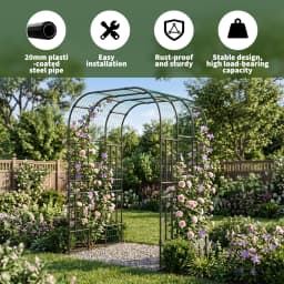 Extra Tall 7.3FT Garden Arch Trellis, PE-Coated Steel Plant Arbor For Cucumbers, Beans, Roses, Outdoor Patio Decor Arbor