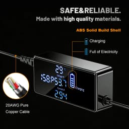 54.6V 3A E-Scooter Charger with 7 Plugs & Smart LCD Touch-Screen, UL Certified Fast Charger for 48V Li-ion Battery, Replacement