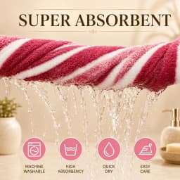 8-Piece Ultra Absorbent Towel Set, Lint-Free & Super Soft Two-Tone Striped Bath Towel Collection, Premium Microfiber Bathroom Towel Set Includes 2 Bath Towels, 2 Face Towels & 4 Hand Towels, Suitable for Bathroom, Spa & Hotel Use