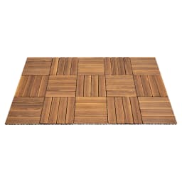 36PCS Hardwood Interlocking Patio Tiles, Natural Larch Solid Wood Flooring, 30×30cm Self-locking Deck Tiles for Balcony, Garden & Bathroom