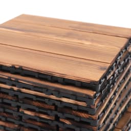 36PCS Hardwood Interlocking Patio Tiles, Natural Larch Solid Wood Flooring, 30×30cm Self-locking Deck Tiles for Balcony, Garden & Bathroom