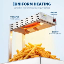 Professional Infrared Food Warmer Lamp for Catering - Commercial Electric Heat Light with Stainless Steel Base - Ideal for Buffets, Restaurants, Fried Foods