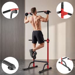 Power Tower Pull Up Dip Station – 10-Level Adjustable Height, 330LBS Capacity, Heavy Duty Steel Frame, Multi-Function Home Gym Strength Training Equipment for Full Body Workout