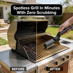 Built-in 4000mAh Rechargeable Battery with 3 Adjustable Speed Modes. The Rotating Cleaning Head Delivers Powerful Scrubbing Force to Remove Burnt Grease, Charred Residue and Food Debris on Grills Without Strenuous Manual Brushing.