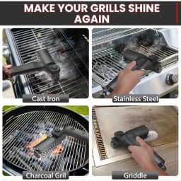 Built-in 4000mAh Rechargeable Battery with 3 Adjustable Speed Modes. The Rotating Cleaning Head Delivers Powerful Scrubbing Force to Remove Burnt Grease, Charred Residue and Food Debris on Grills Without Strenuous Manual Brushing.