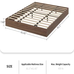 Queen Bed Frame, Wood Platform Bed with Sturdy Wooden Slats, Modern Minimalist Design, No Box Spring Needed, Easy Assembly, Walnut