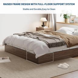 Queen Bed Frame, Wood Platform Bed with Sturdy Wooden Slats, Modern Minimalist Design, No Box Spring Needed, Easy Assembly, Walnut