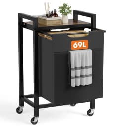 JHK 69L Cabinets with Movable Wheels Rolling Laundry Basket Metal Frame and Pull-Out Removable Sorter Bags Clothes Basket Organizer for Furniture 