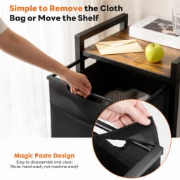 JHK 69L Cabinets with Movable Wheels Rolling Laundry Basket Metal Frame and Pull-Out Removable Sorter Bags Clothes Basket Organizer for Furniture 