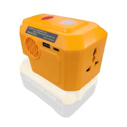 20V Battery Powered Inverter Compatible with Dewalt DCB201 DCB203 DCB240 DCB205 DCB206 Lithium Battery, 220V Universal Socket Power Inverter with Fast Charging USB C & LED Flashlight for Camping RV Emergency
