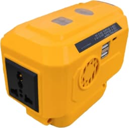 20V Battery Powered Inverter Compatible with Dewalt DCB201 DCB203 DCB240 DCB205 DCB206 Lithium Battery, 220V Universal Socket Power Inverter with Fast Charging USB C & LED Flashlight for Camping RV Emergency