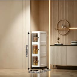 3/4/5/6-layer ultra-narrow gap stackable storage cabinet, freely combinable foldable plastic storage box, with a single transparent visible door and round handle, 23×31cm vertical rolling ultra-narrow storage box with universal wheels, suitable for storag