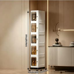 3/4/5/6-layer ultra-narrow gap stackable storage cabinet, freely combinable foldable plastic storage box, with a single transparent visible door and round handle, 23×31cm vertical rolling ultra-narrow storage box with universal wheels, suitable for storag