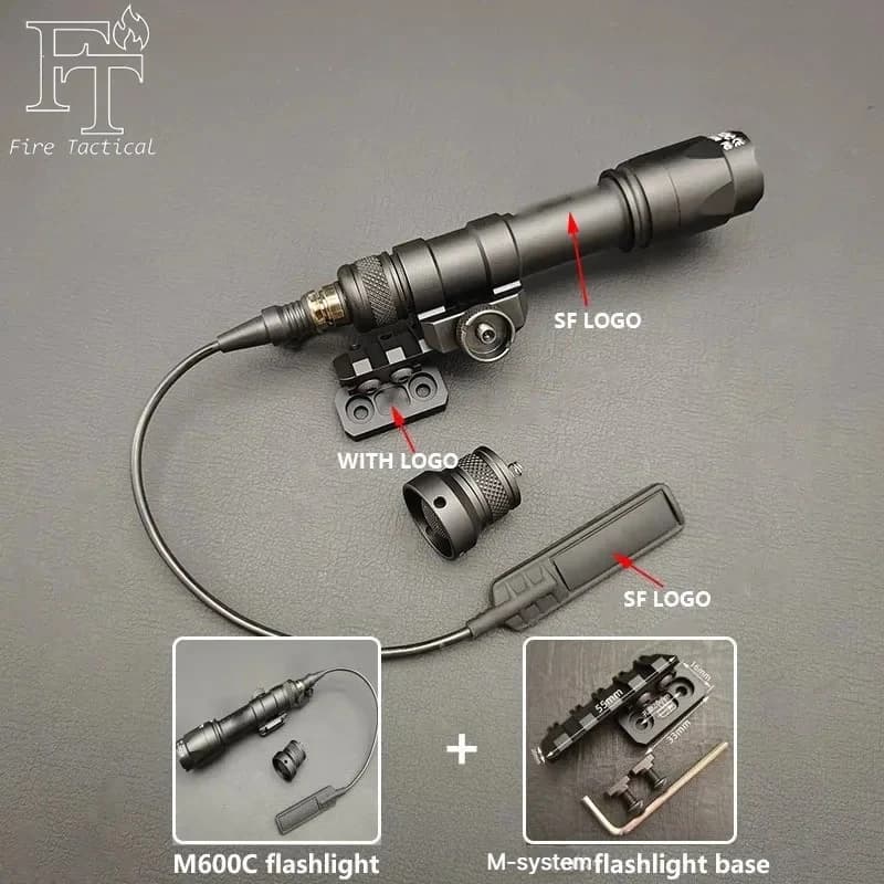 Tactical Flashlight Set M600C M300C LED Airsoftl Scout Light And M-system Or 20MM Light Mount+SF Momentary Remote Mouse Tail Switch