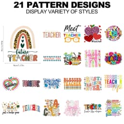 21 PCS UV DTF Transfer Stickers Cup, Teacher Love Inspiration Teacher Best Baker Ever Just A Teacher Goose Teach