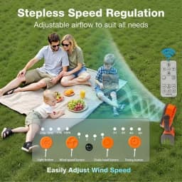 20000mAh Camping Fan with LED Lantern, Rechargeable Battery Operated Oscillating Fan with Remote & Hook, Portable Tent Fan 4 Speeds for Outdoor Camp RV Jobsite Power Outage