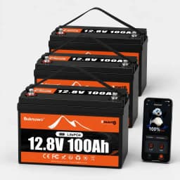 BUKNUWO LiFePO4 12V/12.8V 100Ah Lithium Battery Pack With Bluetooth Built-in 100A BMS Grade A Cells 8000+ Cycles BMS Grade A For Boat RV Campers Solar System