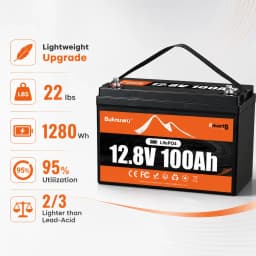 BUKNUWO LiFePO4 12V/12.8V 100Ah Lithium Battery Pack With Bluetooth Built-in 100A BMS Grade A Cells 8000+ Cycles BMS Grade A For Boat RV Campers Solar System