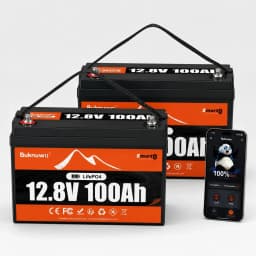 BUKNUWO LiFePO4 12V/12.8V 100Ah Lithium Battery Pack With Bluetooth Built-in 100A BMS Grade A Cells 8000+ Cycles BMS Grade A For Boat RV Campers Solar System