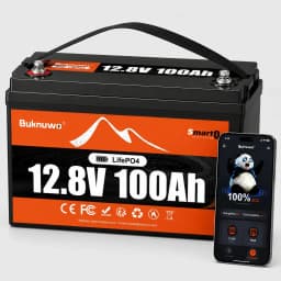 BUKNUWO LiFePO4 12V/12.8V 100Ah Lithium Battery Pack With Bluetooth Built-in 100A BMS Grade A Cells 8000+ Cycles BMS Grade A For Boat RV Campers Solar System