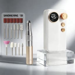 Multifunctional Electric Nail Drill Set, High Power, Forward & Reverse Rotation with Smart Digital Display, Fits Gel & Acrylic Nails, Comes with 11 Drill Bits & 20 Sanding Bands, Rechargeable Portable Manicure Pedicure Tool for Nail Care
