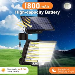 252LEDs Solar Lights Outdoor, IP65 Waterproof Solar Flood Lights with 16.4ft Cable, 3 Lighting Modes & Remote Control Motion Sensor Outdoor Light, LED Wall Lamp for Garden, Garage, Patio, Pathway
