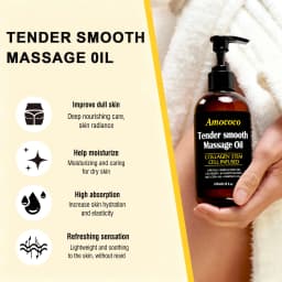 Amococo 2/3pcs Massage Oil Tender Smooth Body Massage Oil 60ml/245ml with Collagen Stem Cell Infused Formula Camellia Fruit Oil Grapeseed Oil Eucalyptus Oil Rice Germ Oil Grapefruit Oil Moisturizing Body Care Oil for Relaxing Massage Skin Care