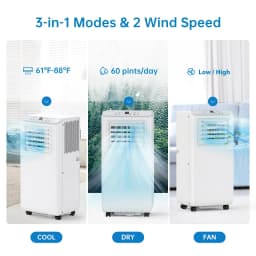 10000 BTU Portable Air Conditioner 3-in-1 Cool Dehumidifier Fan Portable AC Unit with Remote Control Quiet Mobile Air Cooler for Bedroom Dorm Office Home Up to 450 Sq Ft