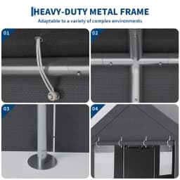 10x20/12x20 Heavy Duty Carport Portable Garage With Roll-Up Windows, Removable Sidewalls & Doors, All-Season Steel Frame Shelter