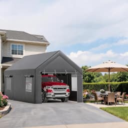10x20/12x20 Heavy Duty Carport Portable Garage With Roll-Up Windows, Removable Sidewalls & Doors, All-Season Steel Frame Shelter