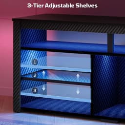 LED Tall TV Stand, Entertainment Center or 55/60/65 Inch TV, Gaming TV ole with Storage or PS4, Adjustable Shel TV Cabinet or Li