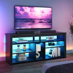 LED Tall TV Stand, Entertainment Center or 55/60/65 Inch TV, Gaming TV ole with Storage or PS4, Adjustable Shel TV Cabinet or Li