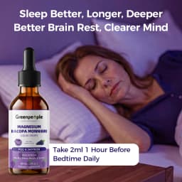 GREENPEOPLE 60ML Magnesium Glycinate Liquid Drops 4-in-1 High Absorption for Sleep,Bone, Muscle Health Sugar-Free Grape Flavor