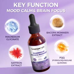 GREENPEOPLE 60ML Magnesium Glycinate Liquid Drops 4-in-1 High Absorption for Sleep,Bone, Muscle Health Sugar-Free Grape Flavor