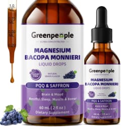 GREENPEOPLE 60ML Magnesium Glycinate Liquid Drops 4-in-1 High Absorption for Sleep,Bone, Muscle Health Sugar-Free Grape Flavor