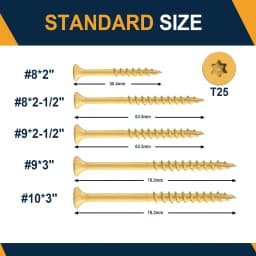 VKKM 400Pcs #8x2" Multi-Purpose Wood Screws, T25 Star Drive Self Tapping with Free Bit, Rust Proof for Furniture, Decking & Fencing