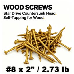 VKKM 400Pcs #8x2" Multi-Purpose Wood Screws, T25 Star Drive Self Tapping with Free Bit, Rust Proof for Furniture, Decking & Fencing