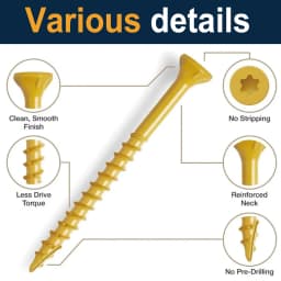VKKM 400Pcs #8x2" Multi-Purpose Wood Screws, T25 Star Drive Self Tapping with Free Bit, Rust Proof for Furniture, Decking & Fencing