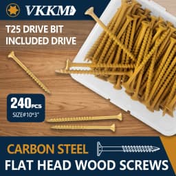 VKKM 400Pcs #8x2" Multi-Purpose Wood Screws, T25 Star Drive Self Tapping with Free Bit, Rust Proof for Furniture, Decking & Fencing