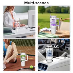 12 Pack 40 oz Sublimation Tumblers,Removable Handle Coffee Travel Mug With Straw lid,For Tumbler Press Machine,Outdoor, Gym