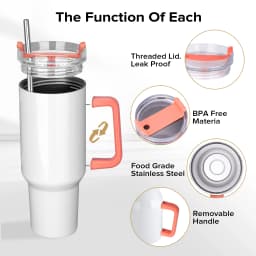 12 Pack 40 oz Sublimation Tumblers,Removable Handle Coffee Travel Mug With Straw lid,For Tumbler Press Machine,Outdoor, Gym