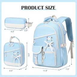 Light Blue 3-Piece Backpack Set With Lunch Bag And Pencil Case For Adults