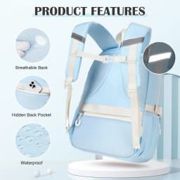 Light Blue 3-Piece Backpack Set With Lunch Bag And Pencil Case For Adults
